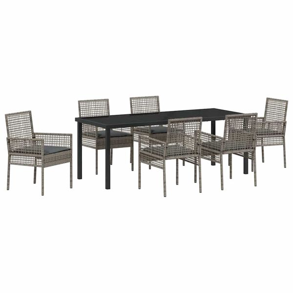 vidaXL Conjunto de Comedor de Jard&iacute;n 7 pcs Gris rat&aacute;n sint&eacute;tico