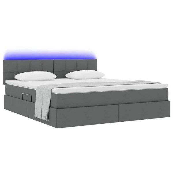 vidaXL Cama con almacenamiento y LED Gris oscuro 160 x 200 cm tela