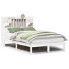 vidaXL Cama con estanter&iacute;a sin colch&oacute;n madera maciza blanca 135x190 cm