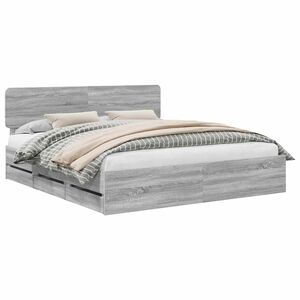 vidaXL Estructura de cama con cabecera Gris Sonoma 200 x 200 cm