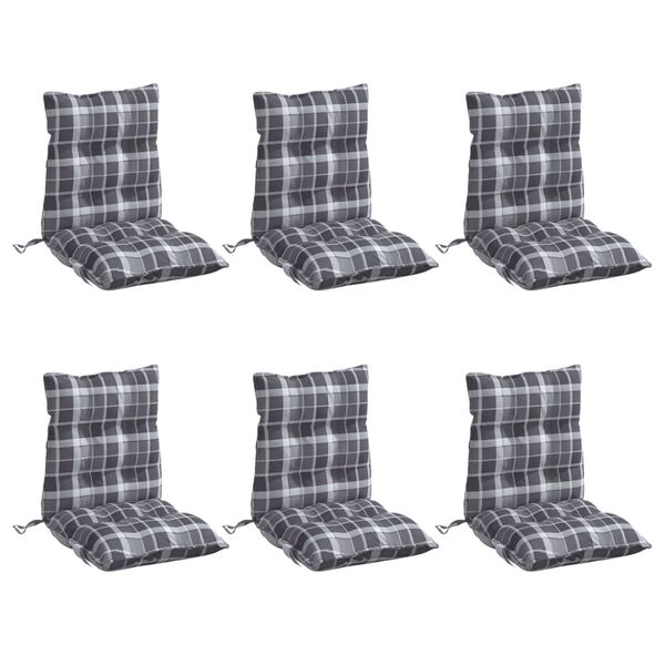 vidaXL Cojines para silla respaldo bajo 6 uds tela Oxford cuadros gris