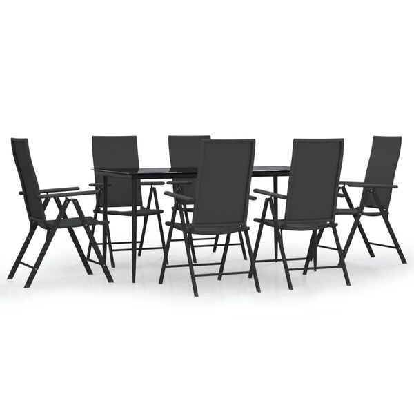 vidaXL Juego de comedor de jardín 7 piezas ratán sintético negro