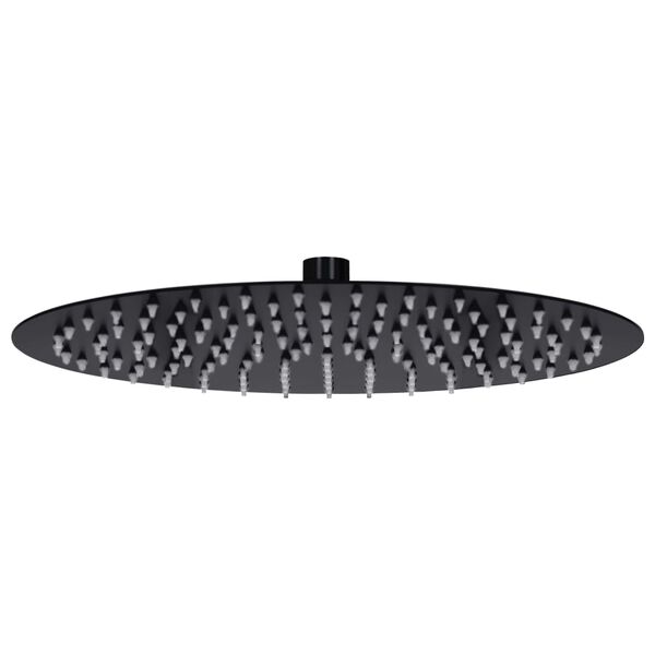 vidaXL Cabezal de ducha efecto lluvia acero inox redondo negro 30 cm