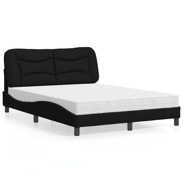 vidaXL Cama con colch&oacute;n Hvar tela negro 140x190 cm