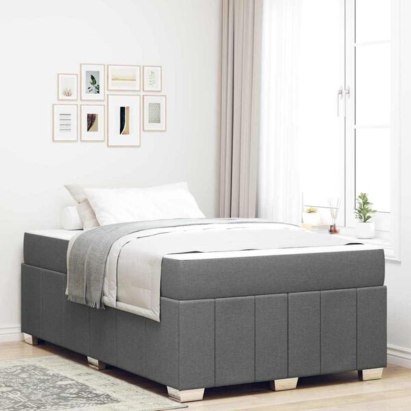 vidaXL Estructura de cama con colch&oacute;n Gris oscuro 120 x 200 cm tela