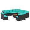 vidaXL Set de sof&aacute;s de jard&iacute;n y cojines 14 pzas rat&aacute;n sint&eacute;tico negro