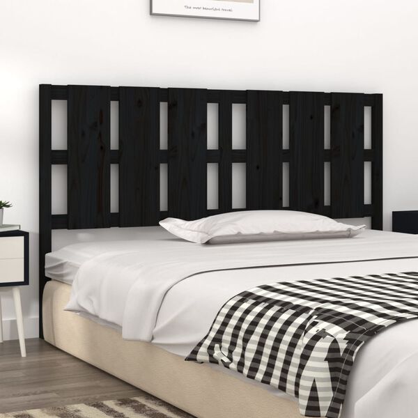 vidaXL Cabecero de cama madera maciza de pino negro 165,5x4x100 cm