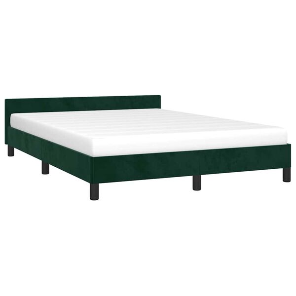 vidaXL Estructura cama sin colch&oacute;n terciopelo verde oscuro 140x190 cm