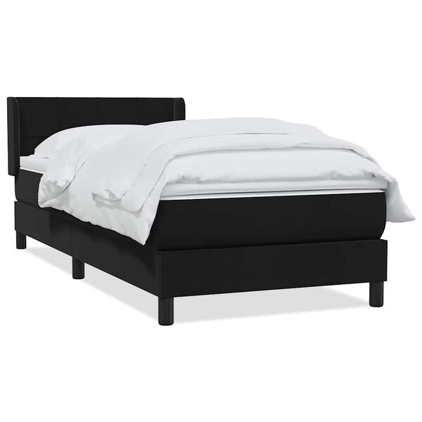 vidaXL Cama box spring con colch&oacute;n terciopelo negro 90x220 cm