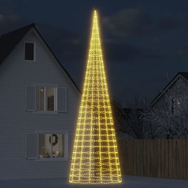 vidaXL &Aacute;rbol de Navidad en asta bandera 3000 LED blanco c&aacute;lido 800 cm