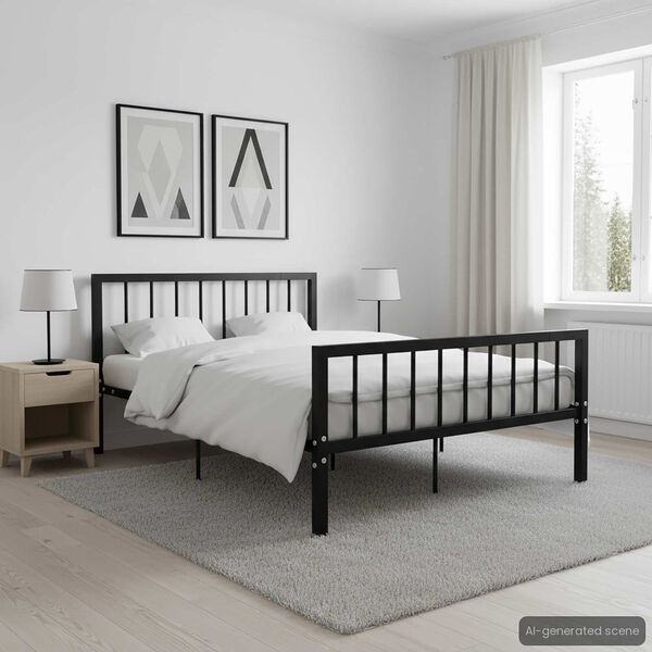 vidaXL Estructura de cama sin colch&oacute;n metal negro 120x200 cm