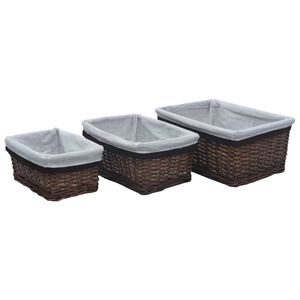 vidaXL Juego de cestas apilables 3 piezas sauce natural marr&oacute;n