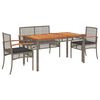 vidaXL Juego de comedor de jard&iacute;n 4 piezas con cojines rat&aacute;n PE gris