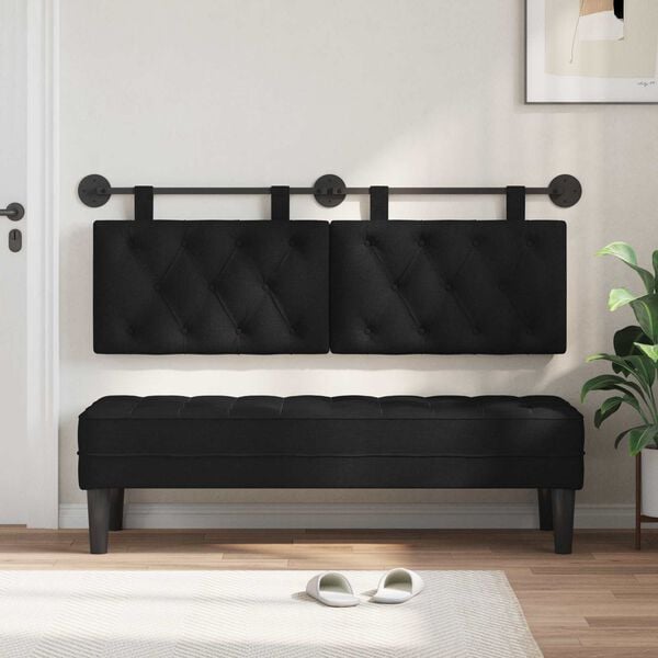 vidaXL Cabecera Colgante Negro 130 x 55 x 7 cm tela
