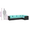 vidaXL Set de muebles de jard&iacute;n 5 pzas y cojines rat&aacute;n sint&eacute;tico negro