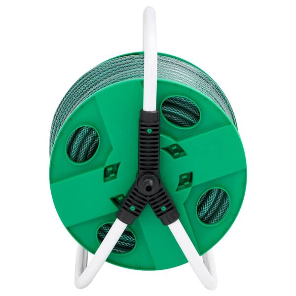 vidaXL Carrete de manguera de pie con set racores PVC verde 0,5" 50 m