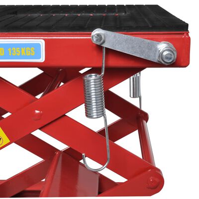 vidaXL Elevador de moto 150 kg pedal, barra de bloqueo y válvula rojo