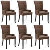 vidaXL Sillas de comedor con reposabrazos 6 unidades tela marr&oacute;n