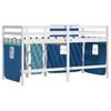 vidaXL Cama alta para ni&ntilde;os con cortinas madera pino azul 90x190 cm
