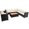 vidaXL Set muebles de jard&iacute;n 6 piezas y cojines rat&aacute;n sint&eacute;tico negro