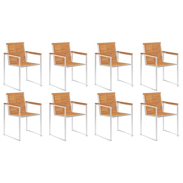 vidaXL Sillas de jard&iacute;n y cojines 8 unidades madera maciza de acacia