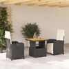 vidaXL Set comedor de jard&iacute;n 3 pzas con cojines rat&aacute;n sint&eacute;tico negro