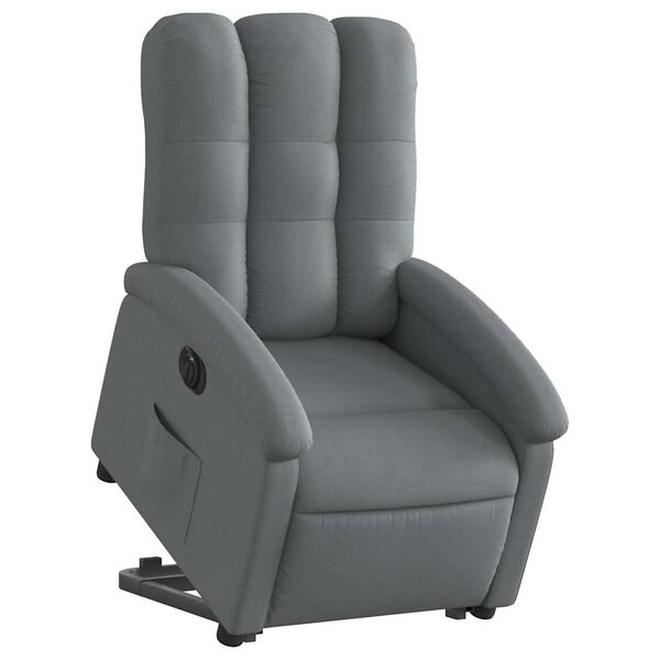 vidaXL Sill&oacute;n el&eacute;ctrico reclinable elevable de tela gris oscuro