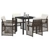 vidaXL Conjunto de Comedor de Jard&iacute;n 5 pcs Marr&oacute;n rat&aacute;n sint&eacute;tico