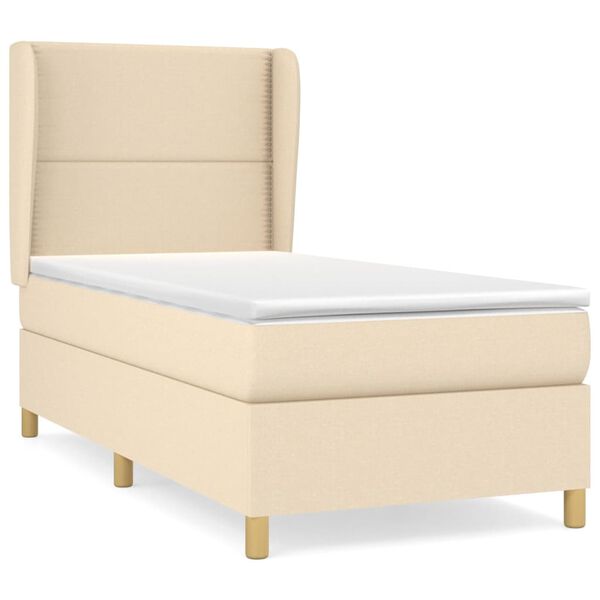 vidaXL Cama box spring con colch&oacute;n tela color crema 80x200 cm
