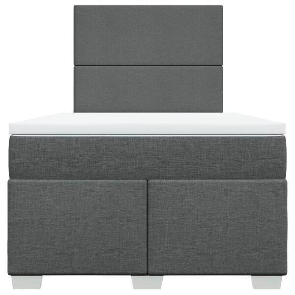 vidaXL Cama box spring con colch&oacute;n tela gris oscuro 120x190 cm