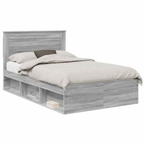 vidaXL Estructura de cama con cabecera Gris Sonoma 135 x 190 cm