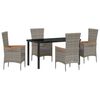 vidaXL Conjunto de Comedor de Jard&iacute;n con coj&iacute;n 5 pcs Gris