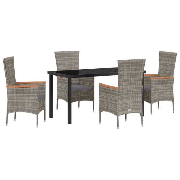 vidaXL Conjunto de Comedor de Jard&iacute;n con coj&iacute;n 5 pcs Gris