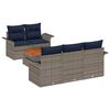 vidaXL Conjunto de sof&aacute;s de jard&iacute;n 6 uds. Gris rat&aacute;n sint&eacute;tico