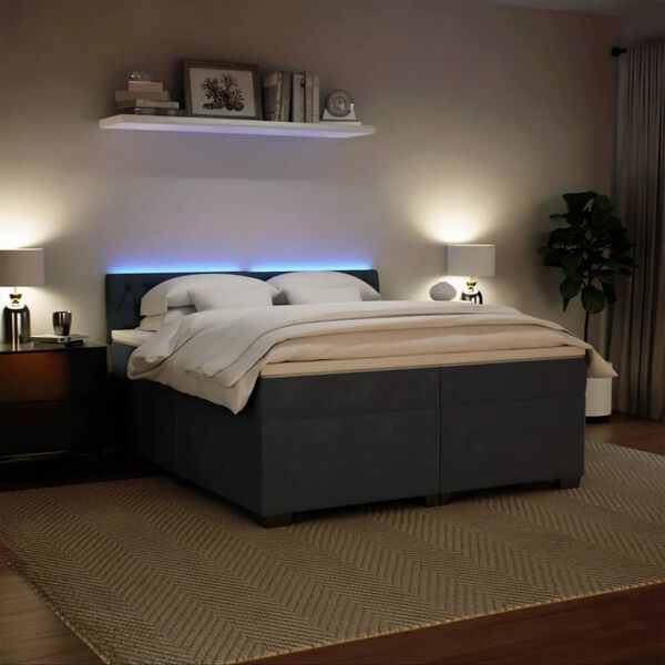 vidaXL Cama box spring con colch&oacute;n terciopelo gris oscuro 200x200 cm
