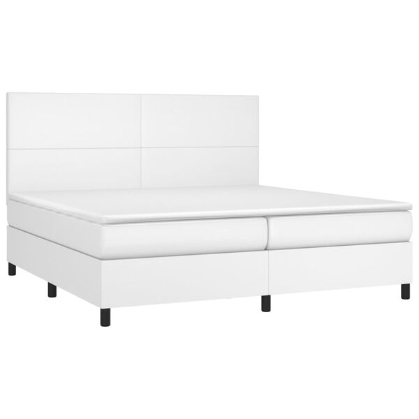 vidaXL Cama box spring con colch&oacute;n cuero sint&eacute;tico blanco 200x200 cm