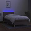 vidaXL Cama box spring con colch&oacute;n LED tela gris taupe 90x190 cm