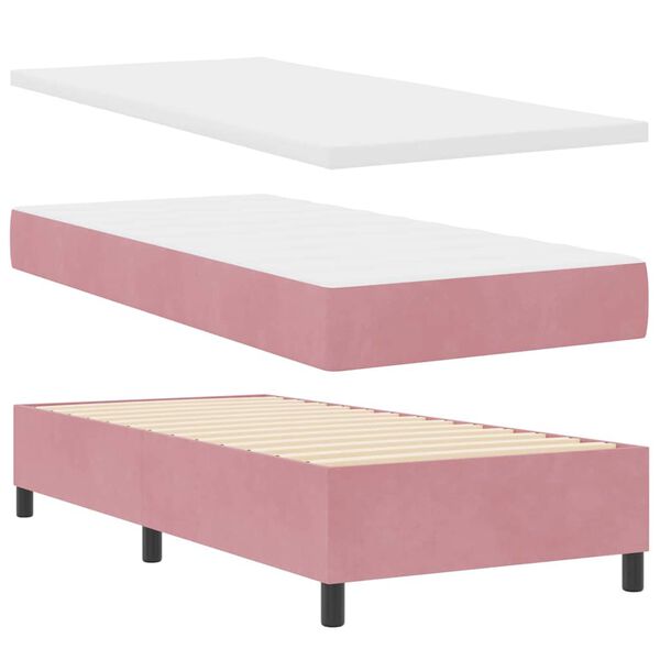 vidaXL Cama tipo Box Spring con colch&oacute;n Rosa 80 x 200 cm Terciopelo