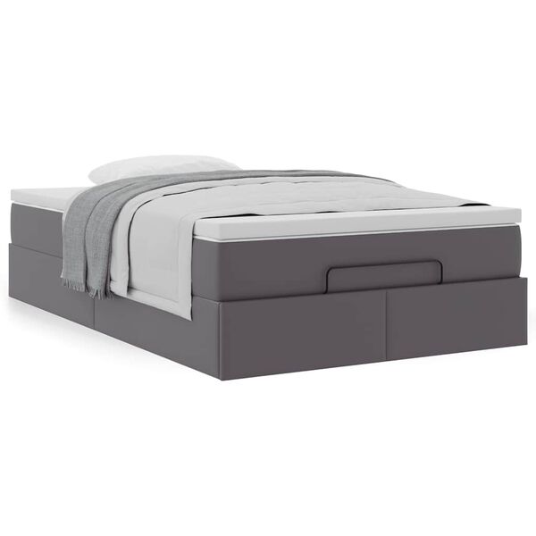 vidaXL Estructura cama otomana colch&oacute;n gris 120x190 cm cuero sint&eacute;tico