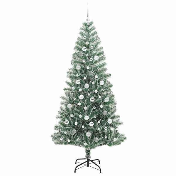 vidaXL Árbol de Navidad Artificial Nevado con Luz LED Verde y 210 cm