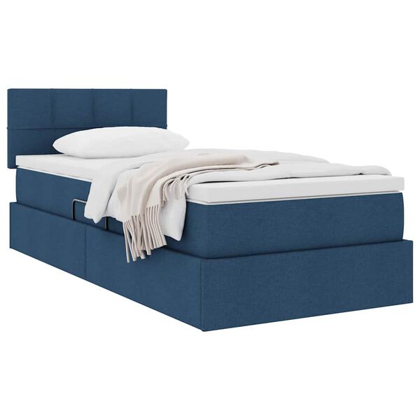 vidaXL Cama con almacenamiento y colch&oacute;n con colch&oacute;n Azul 90 x 190 cm