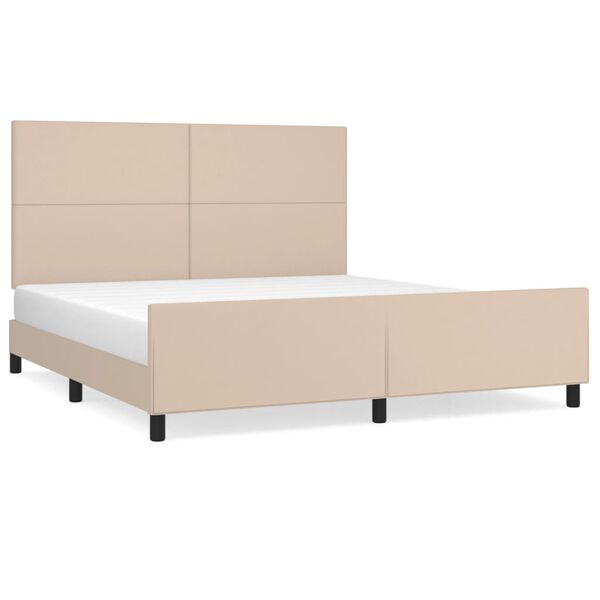 vidaXL Estructura de cama cabecero cuero sint&eacute;tico capuchino 180x200cm