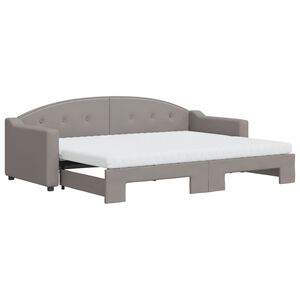 vidaXL Sof&aacute; cama nido con colch&oacute;n tela gris taupe 80x200 cm