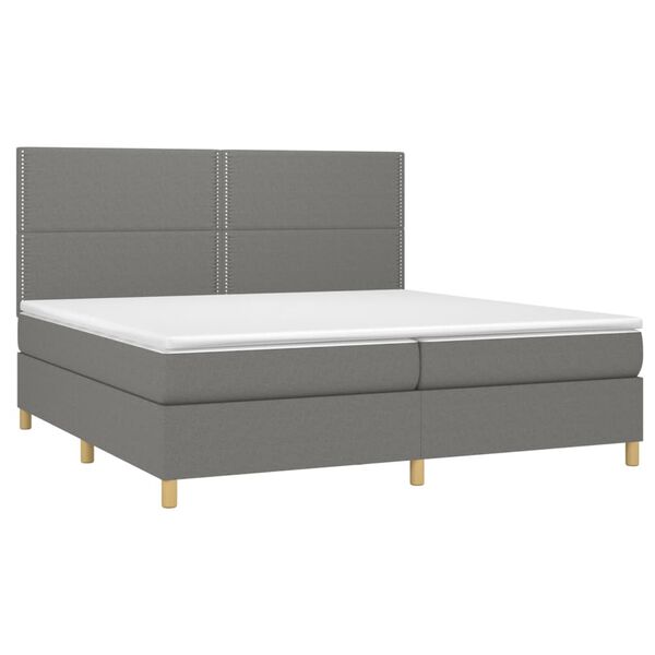vidaXL Cama box spring con colch&oacute;n tela gris oscuro 200x200 cm