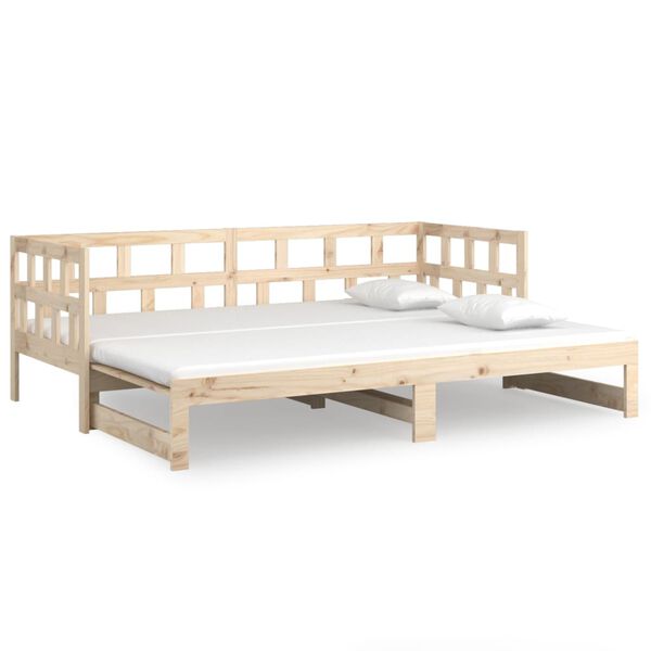 vidaXL Sof&aacute; cama extra&iacute;ble madera maciza de pino 2x(90x200) cm