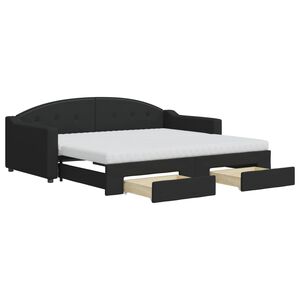 vidaXL Sof&aacute; cama nido con cajones tela negro 90x190 cm