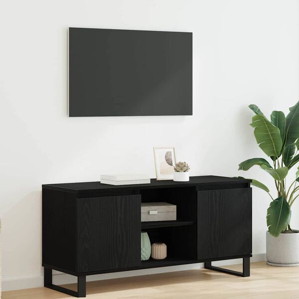 vidaXL Gabinete de TV Roble Negro 104 x 35 x 50 cm