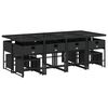 vidaXL Set comedor de jard&iacute;n con cojines 13 pzas rat&aacute;n sint&eacute;tico negro