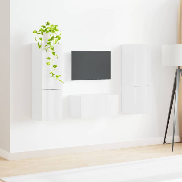 vidaXL Conjunto de mueble de TV 5 pcs brillante Madera de ingenier&iacute;a