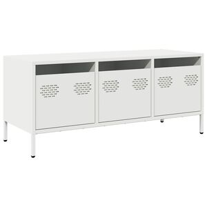 vidaXL Mueble para TV acero laminado en fr&iacute;o blanco 101,5x39x43,5 cm